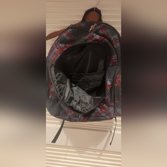 Roxy Black Backpack with red white and blue plaid design - Picture 4 of 5